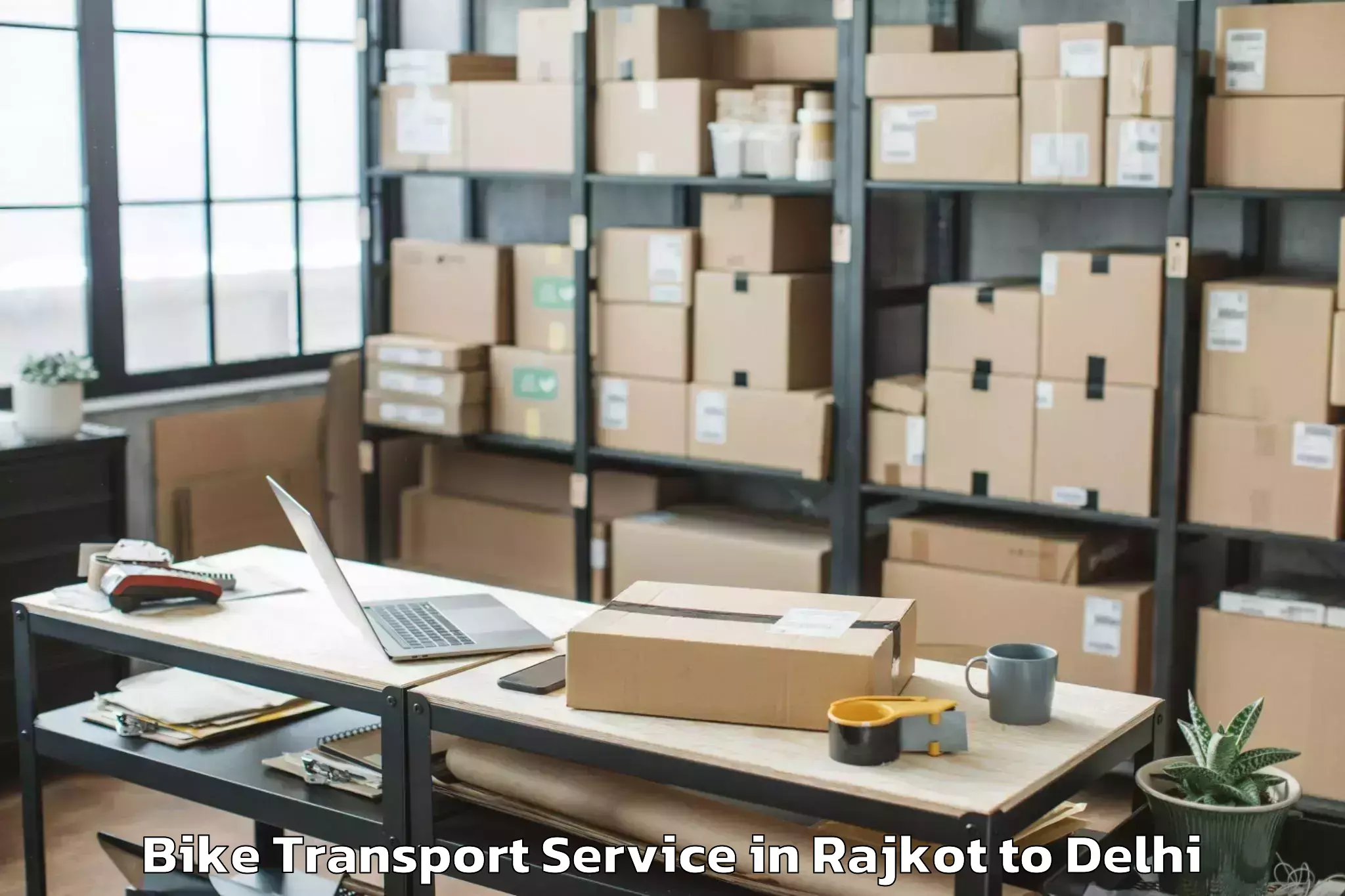 Get Rajkot to Flatted Factory Complex Okhla Bike Transport